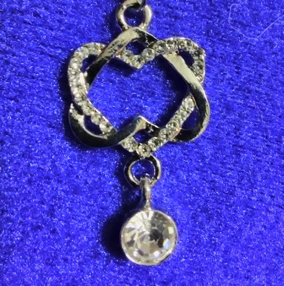 New White Gold Plated Double Hearts Necklace